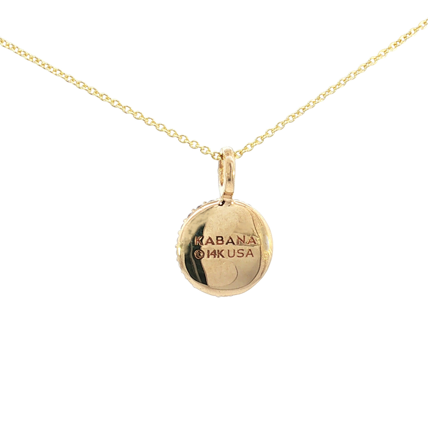 Kabana 14 Karat Yellow Gold Onyx and Diamond Halo Necklace