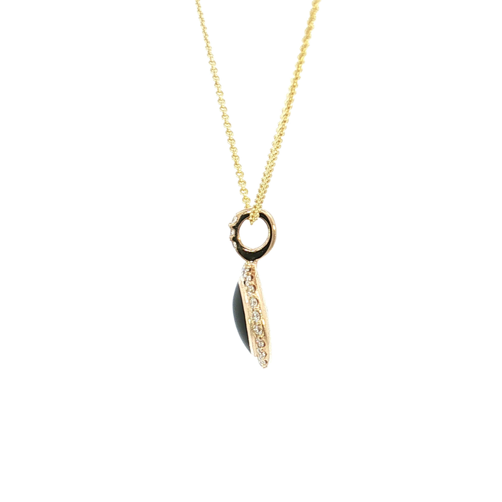 Kabana 14 Karat Yellow Gold Onyx and Diamond Halo Necklace
