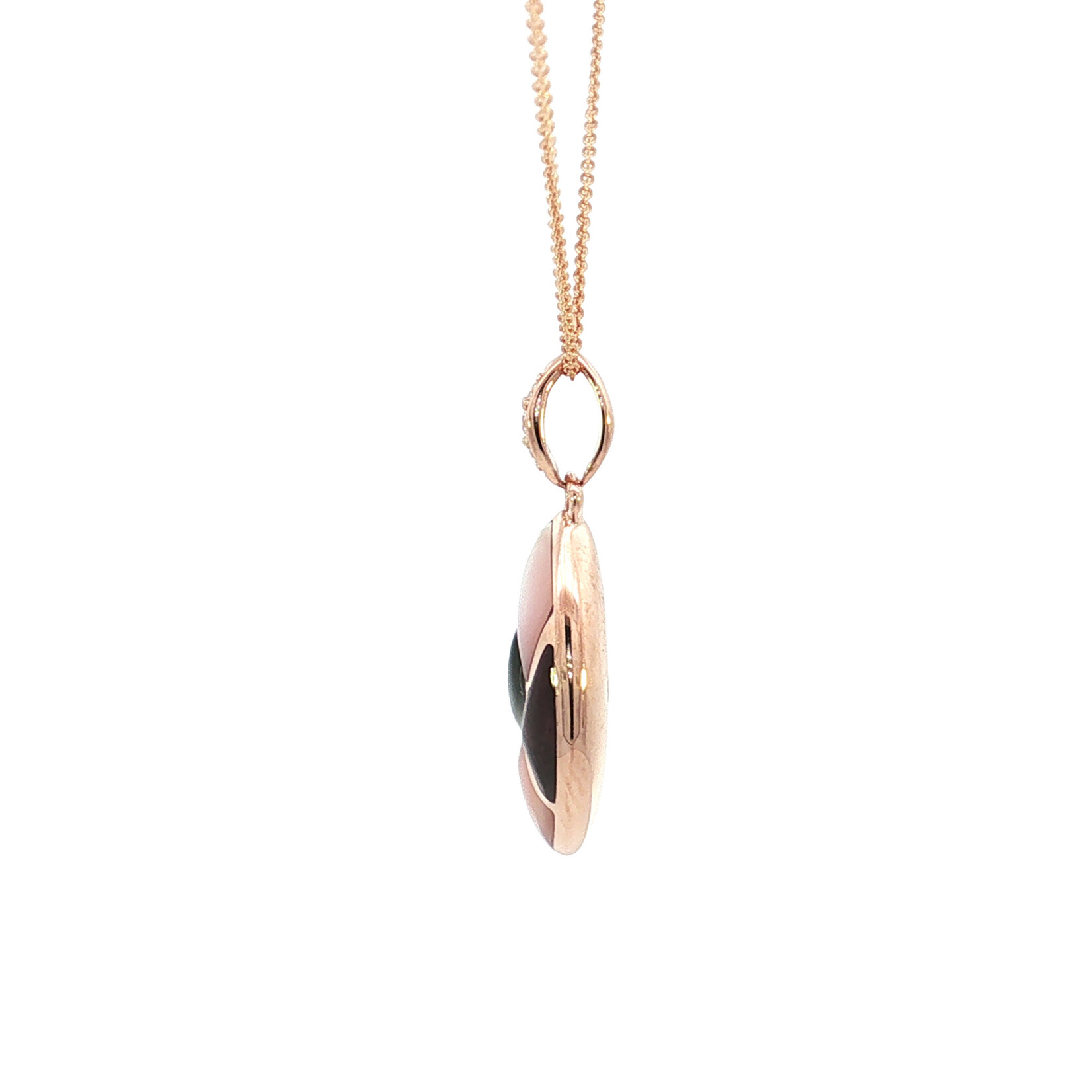 Kabana 14 Karat Rose Gold Black Mother of Pearl, Purple Spiny Oyster & Diamond Necklace