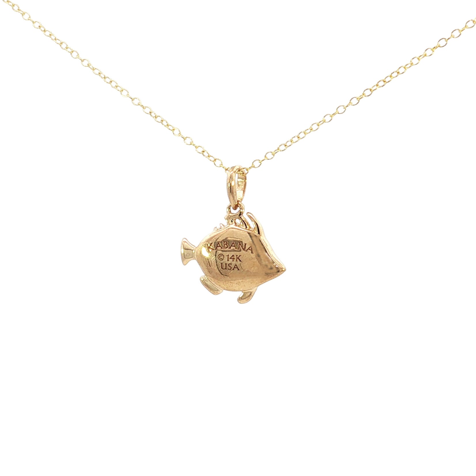 Kabana 14 Karat Yellow Gold Lapis and Diamond Fish Necklace