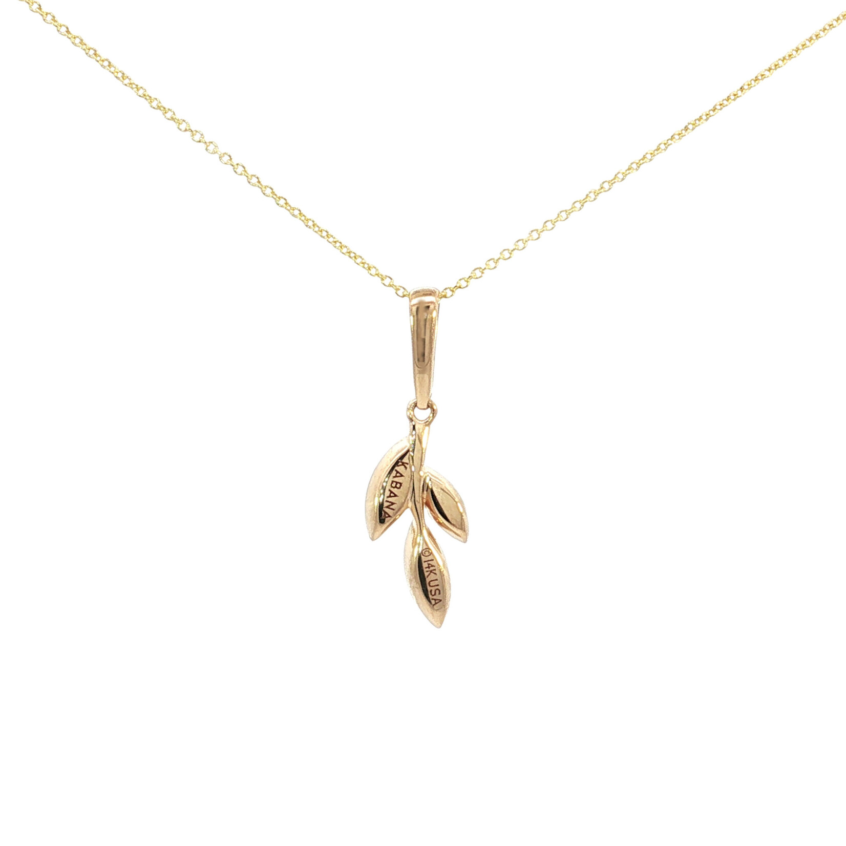 Kabana 14 Karat Yellow Gold Turquoise and Diamond Leaf Necklace