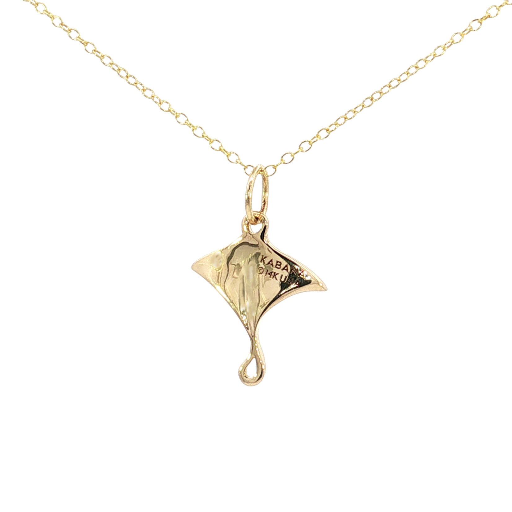 Kabana 14 Karat Yellow Gold Black Mother of Pearl & Diamond Sting Ray Necklace