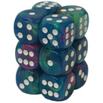 Chessex Dice Menagerie 10: 16mm D6 Waterlily/White (12)