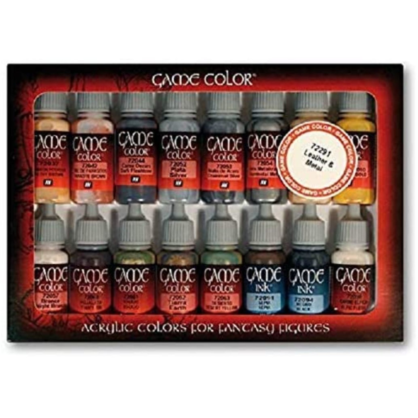 Vallejo 17ml Bottle Leather & Metal Game Color Paint Set (16 Colors)