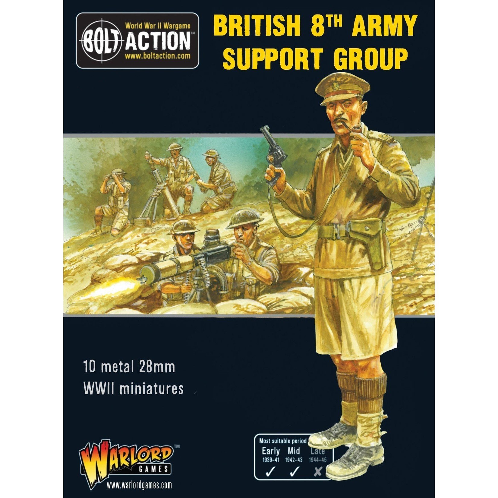 Warlord Games 8th Army Support Group (HQ, Mortar & MMG)