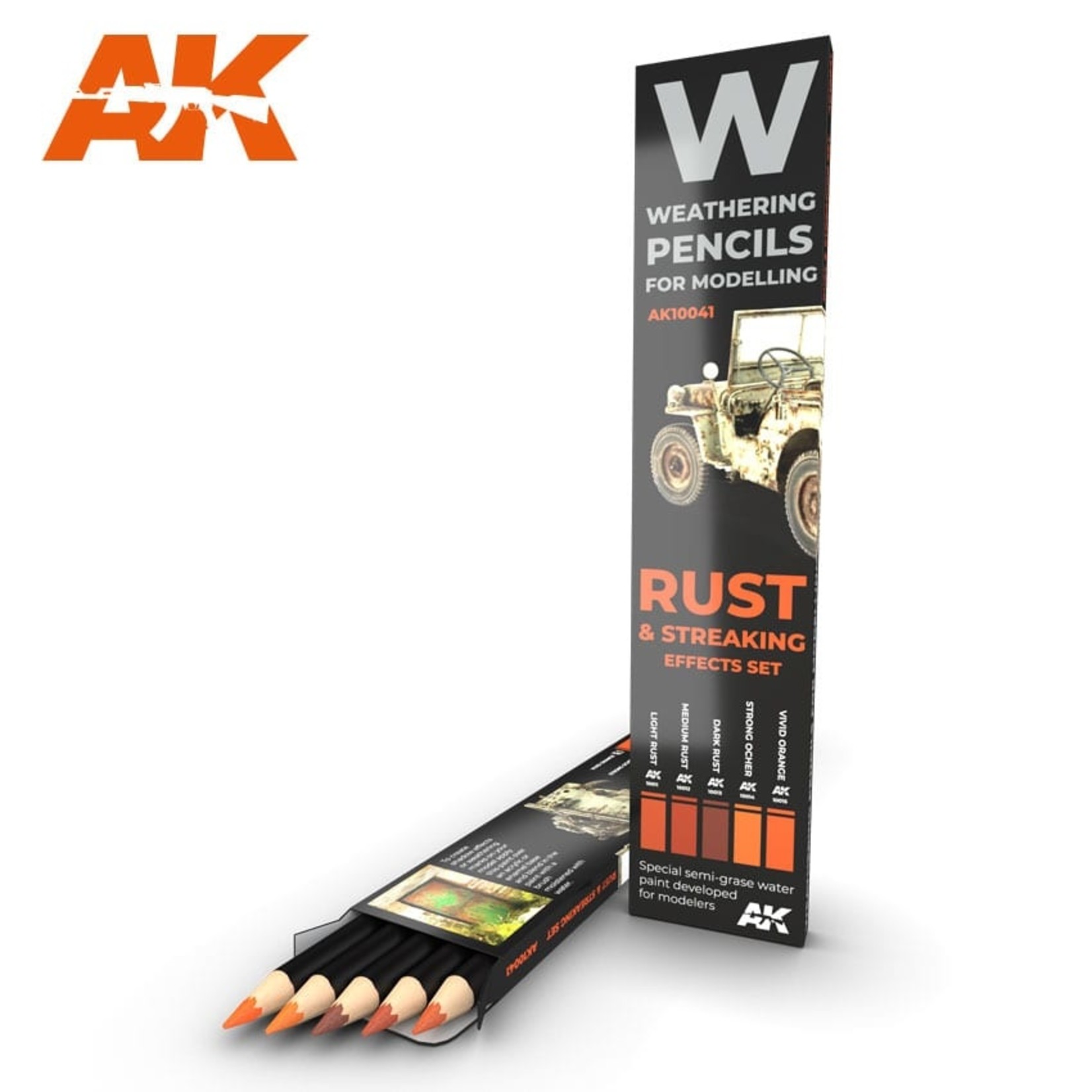 AK Interactive Weathering Pencils: Rust and Streaking Effects Set