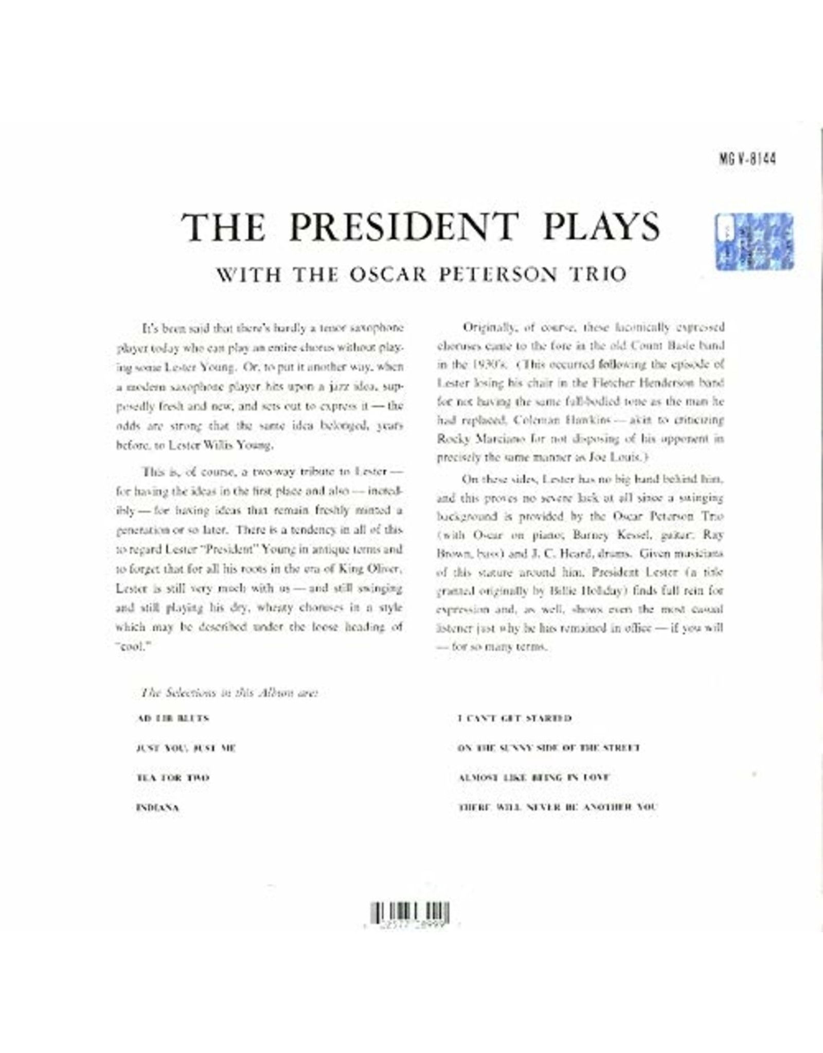 Oscar Peterson Trio - The President Plays With The Oscar Peterson Trio