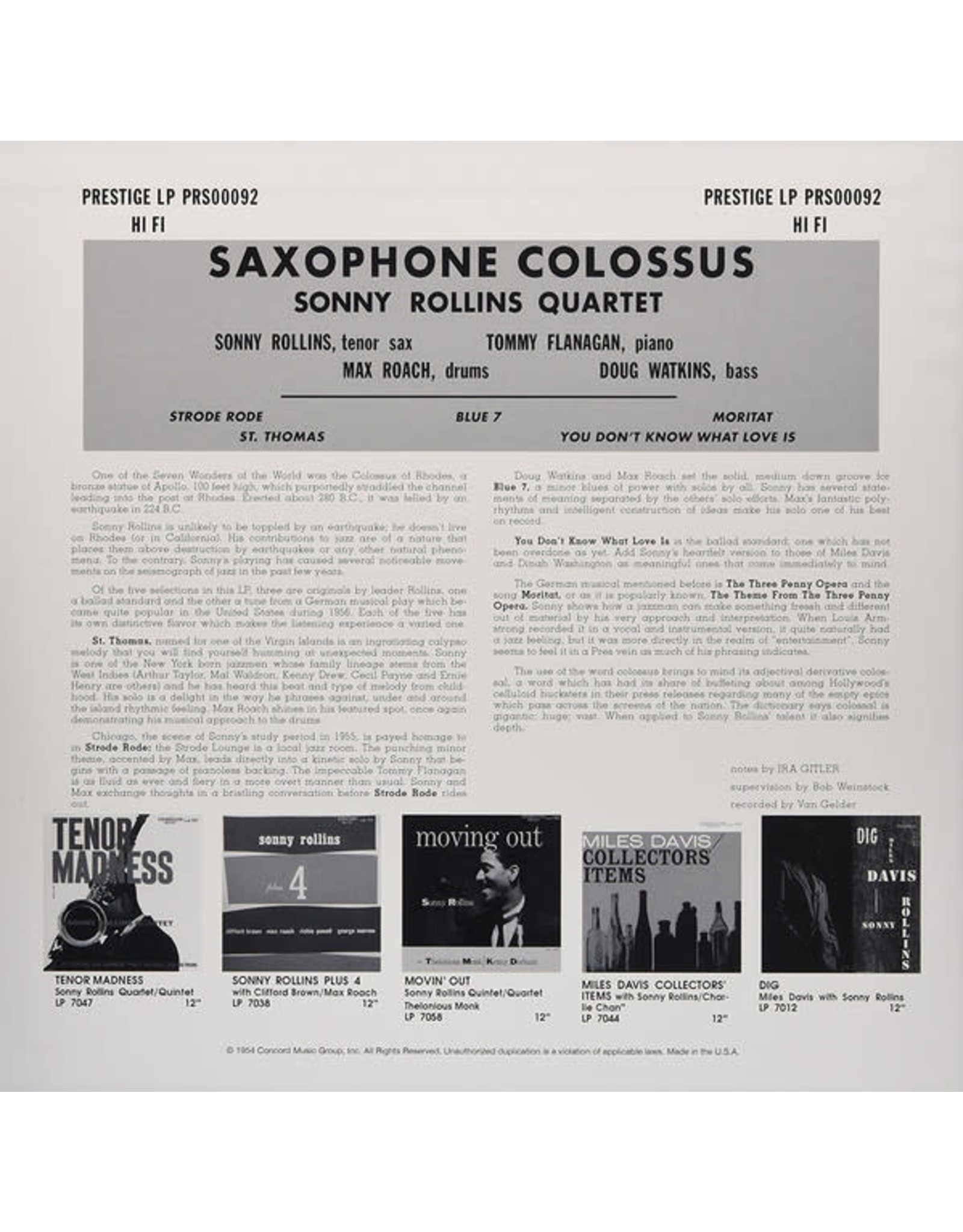 Sonny Rollins - Saxophone Colossus (2017 Mono Remaster)