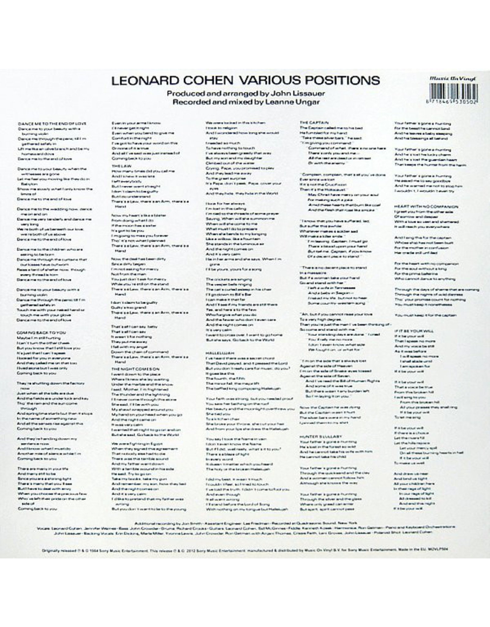 Leonard Cohen - Various Positions (Vinyl)