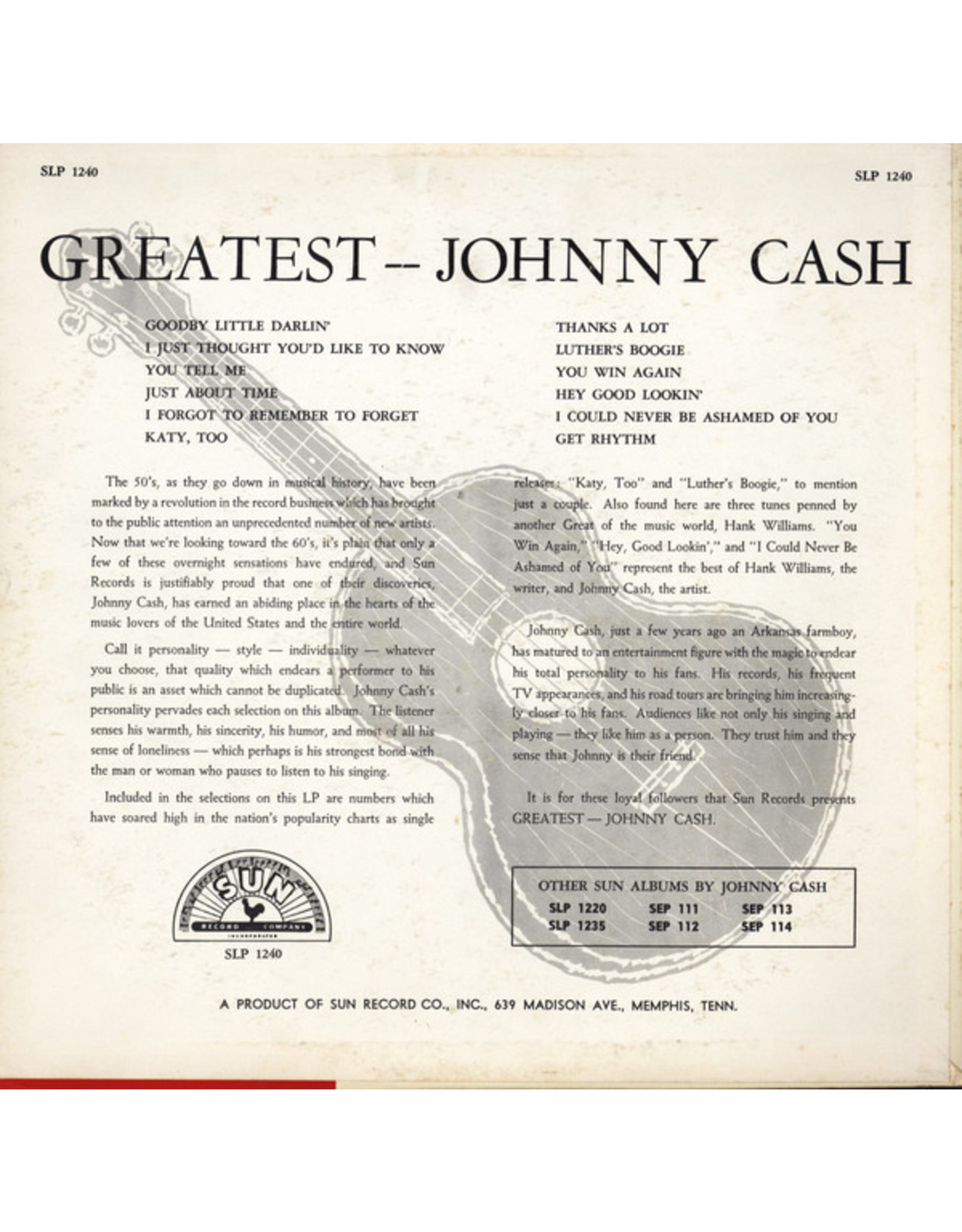 Johnny Cash - Johnny Cash's Greatest! (Half Speed Master) [White Vinyl]