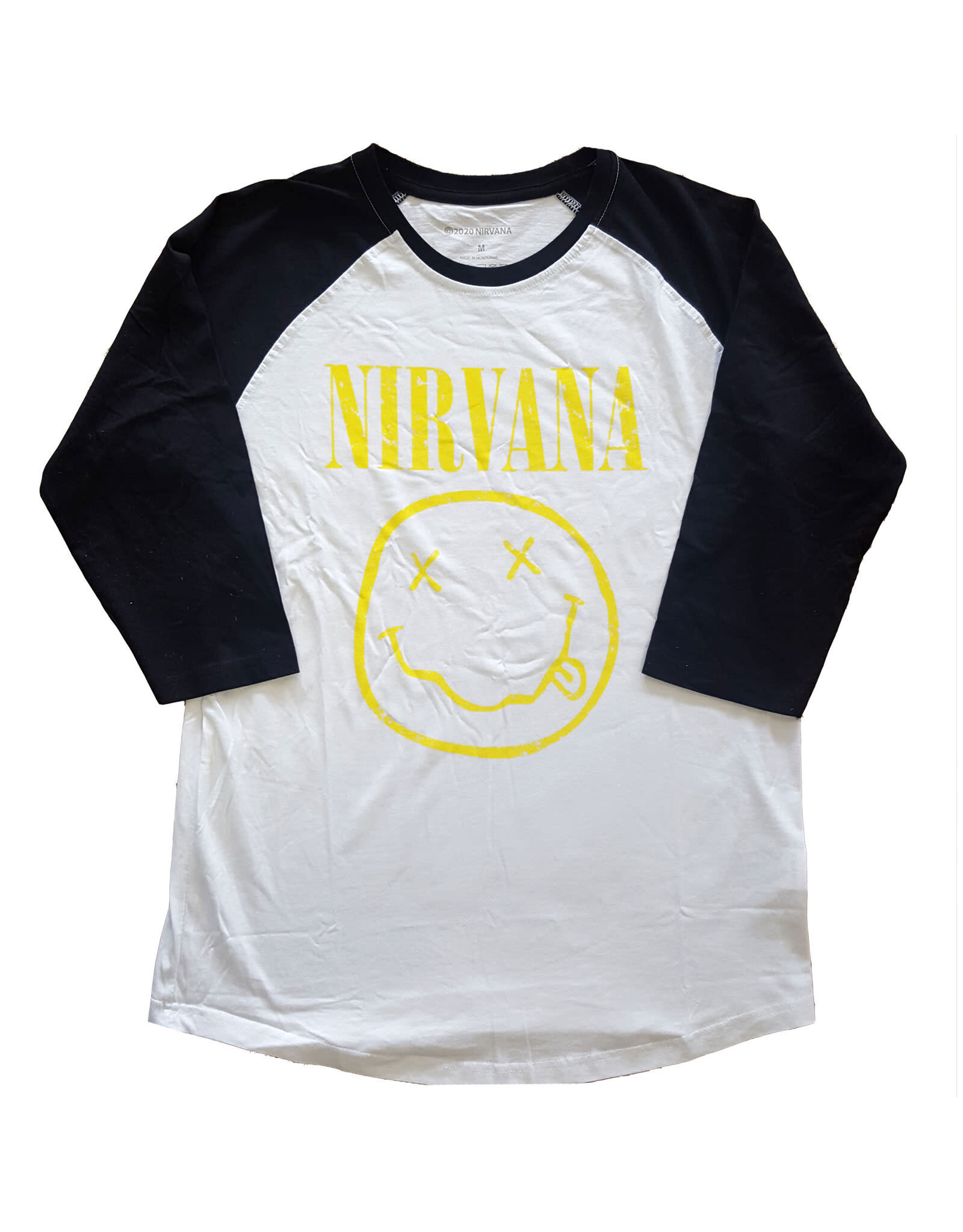 Nirvana - Smiley Face Raglan Baseball T-Shirt - Pop Music