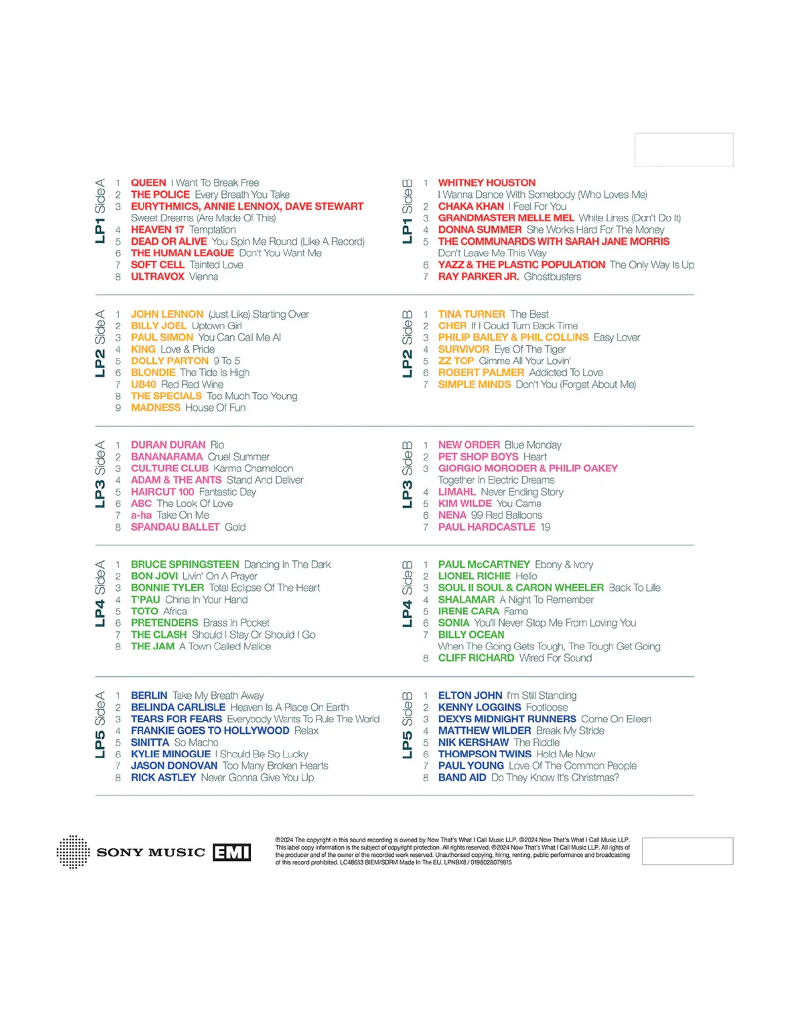 Various - Now Presents The 1980s (5LP) [Colour Vinyl]