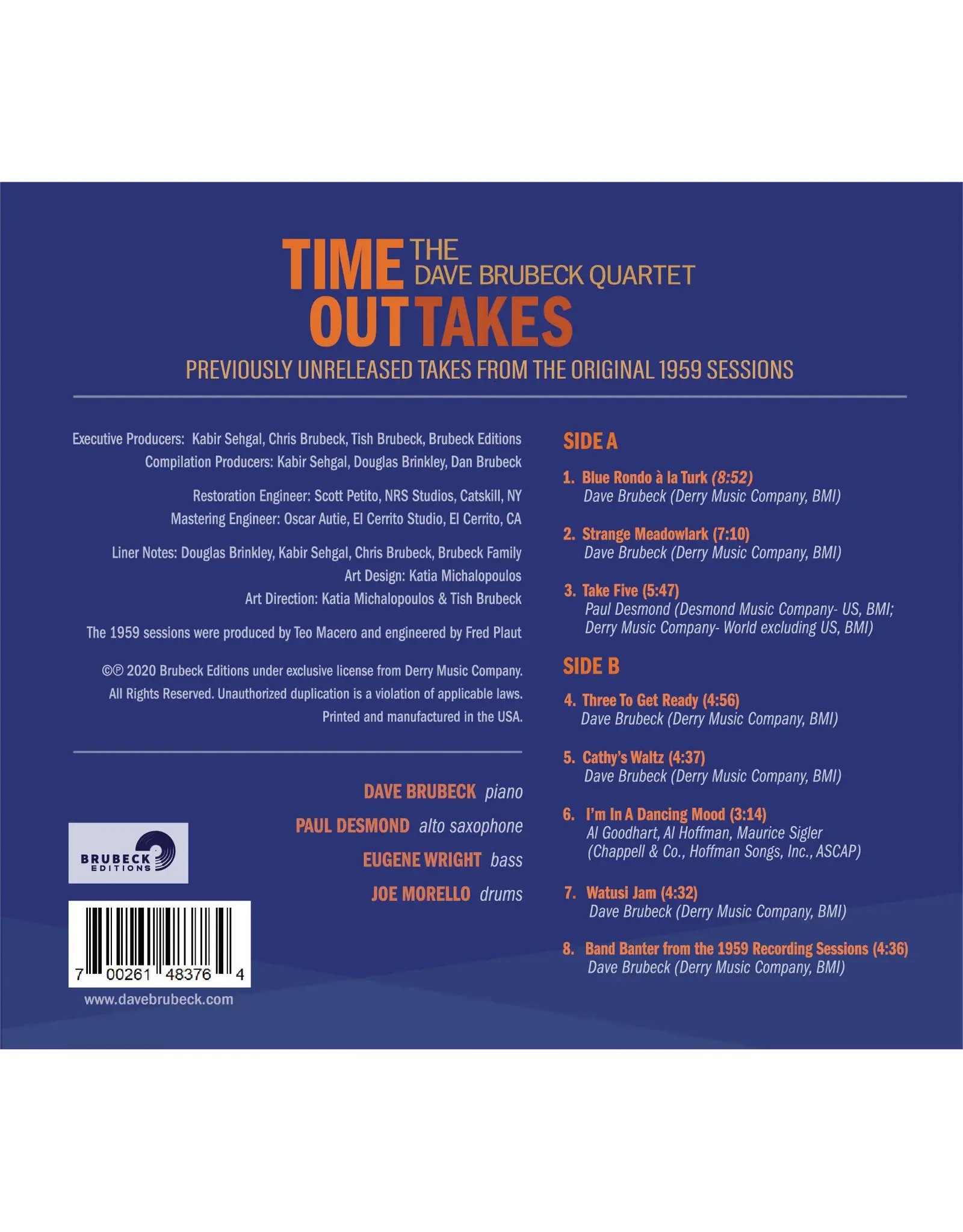 The Dave Brubeck Quartet - Time Outtakes: Unreleased 1959 Sessions