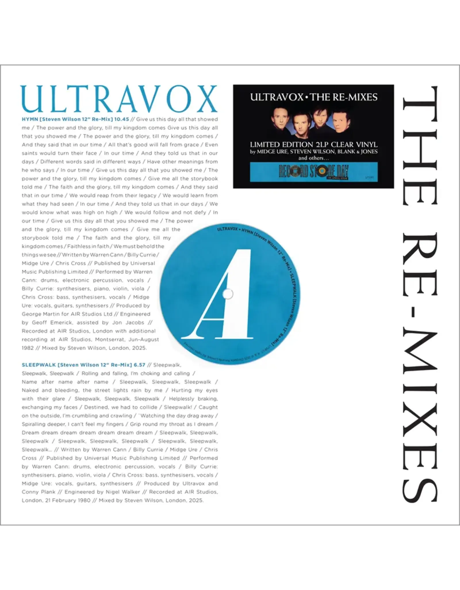 Ultravox - The Re-Mixes (Record Store Day) [White Vinyl]