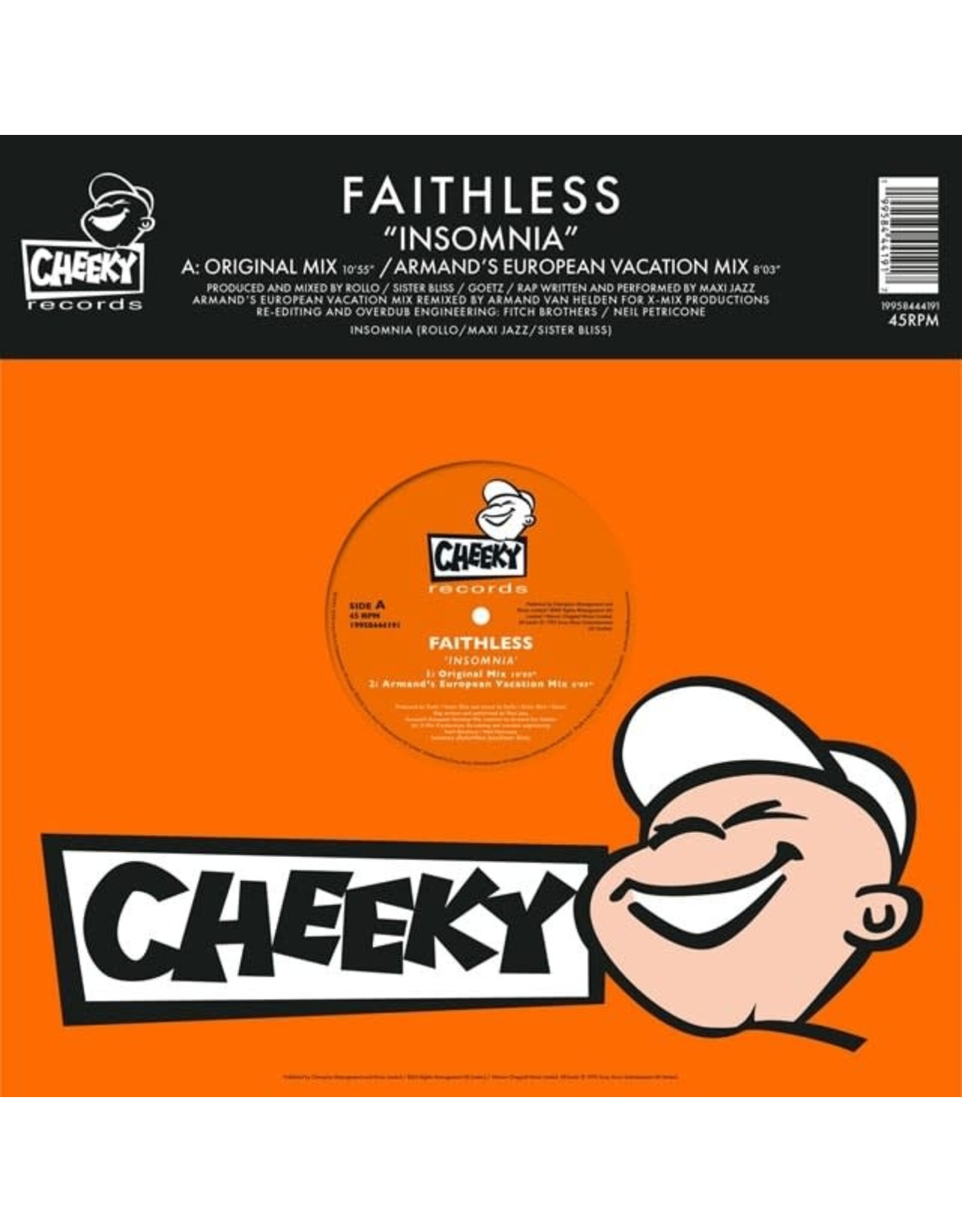 Faithless - Insomnia (12" Single) [30th Anniversary] (Orange Vinyl)