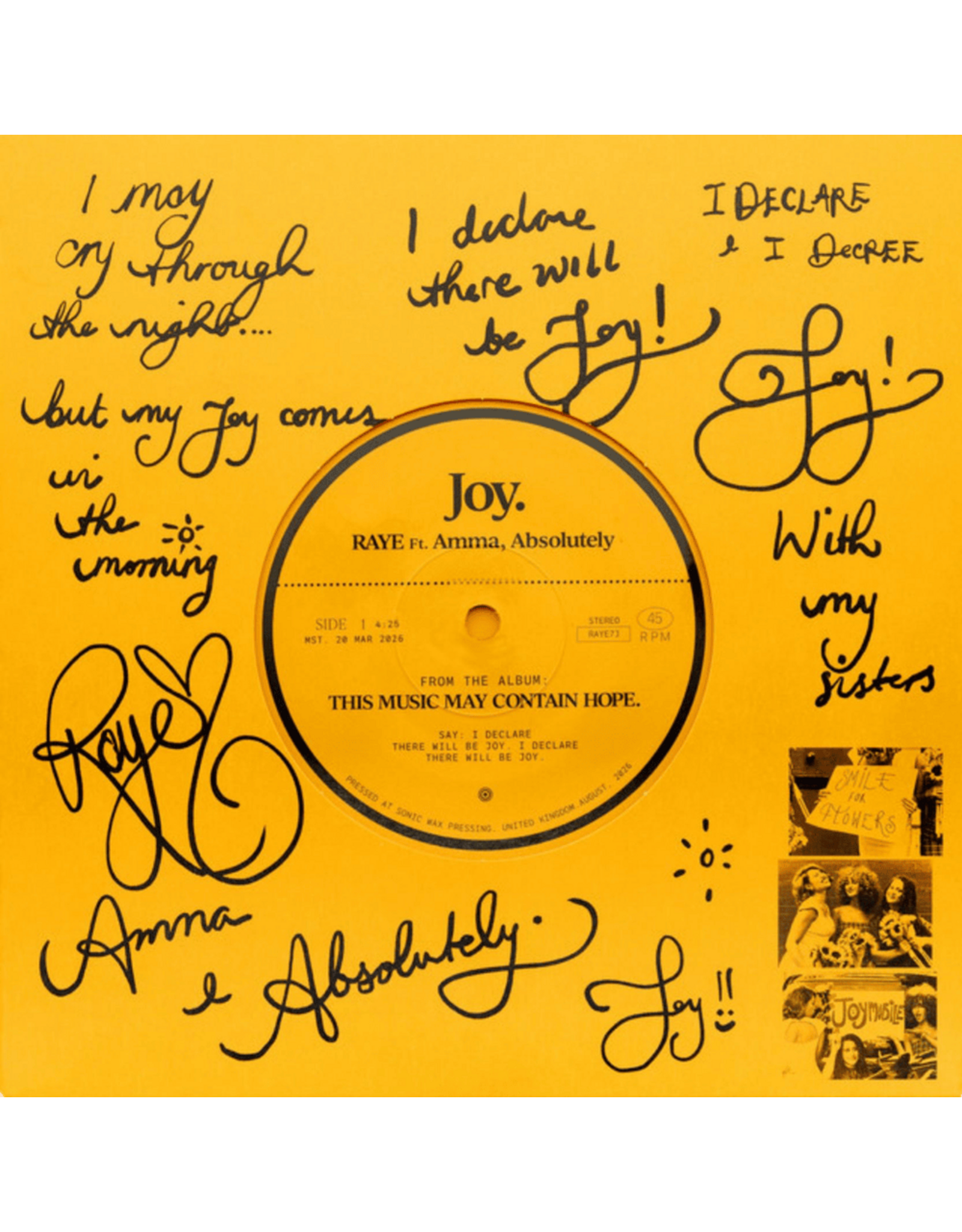 Raye - JOY. (feat. Amma & Absolutely) [7" Yellow Vinyl]