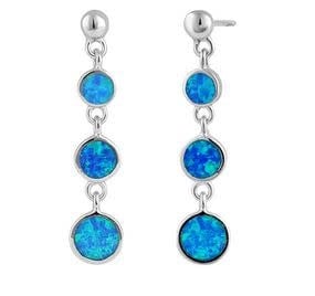 Lab Opal earrings 3 circles 925 Sterling