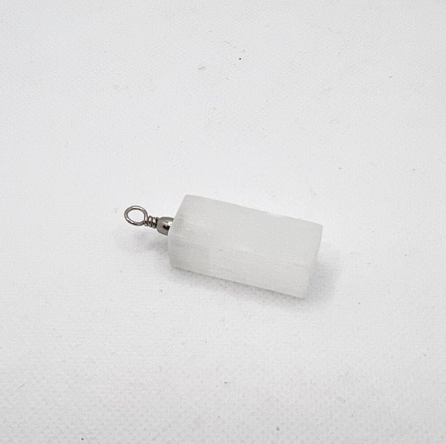 Selenite Silver Plated Pendant on Stainless Chain