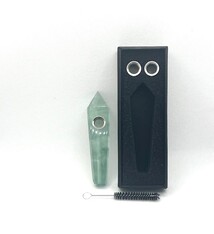 Crystal smoking pipe Fluorite w/extra metal bowls/gift box