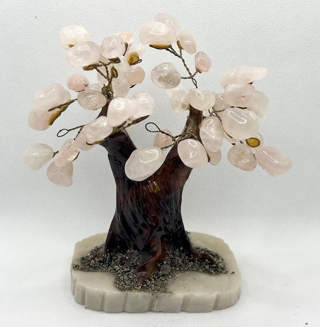 Rose Quartz Gem Tree 7" x 6"  On 4" Onyx Base