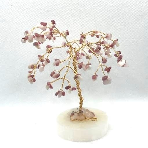 Handmade 5" Gem Tree - Rose & Clear Quartz by Kristine