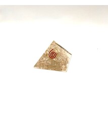 Handmade resin energy pyramid- quartz/crystals inside est 1.5"