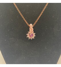 Rose Gold Plated Pendant w/Crystal Ball (rotates) on Sterling Chain