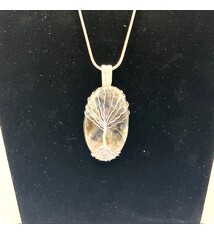 925 Sterling Silver Hand-wrapped Labradorite Pendant w/Sterling Chain