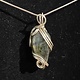 Handmade (1" Oval Stone) Labradorite Pendant in Sterling setting on Sterling Chain