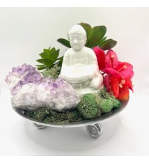 Buddha w/amethyst in Aremtale Bowl 8" x 7"