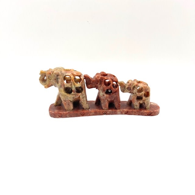 Three  Carved Stone Elephants 4.5"