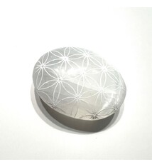 Flower of Life Selenite Palm Stone 2.5"