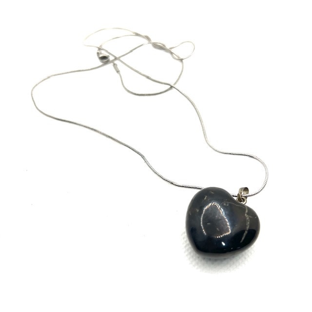 Shungite Heart Pendant on Stainless Chain