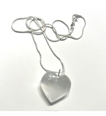 Selenite heart 1" on Stainless Chain