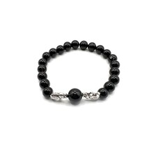 Obsidian Bracelet with stainless elephants