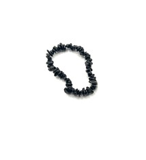 Black Tourmaline Chip or round Bracelet - clear blocked energy/protection - elastic