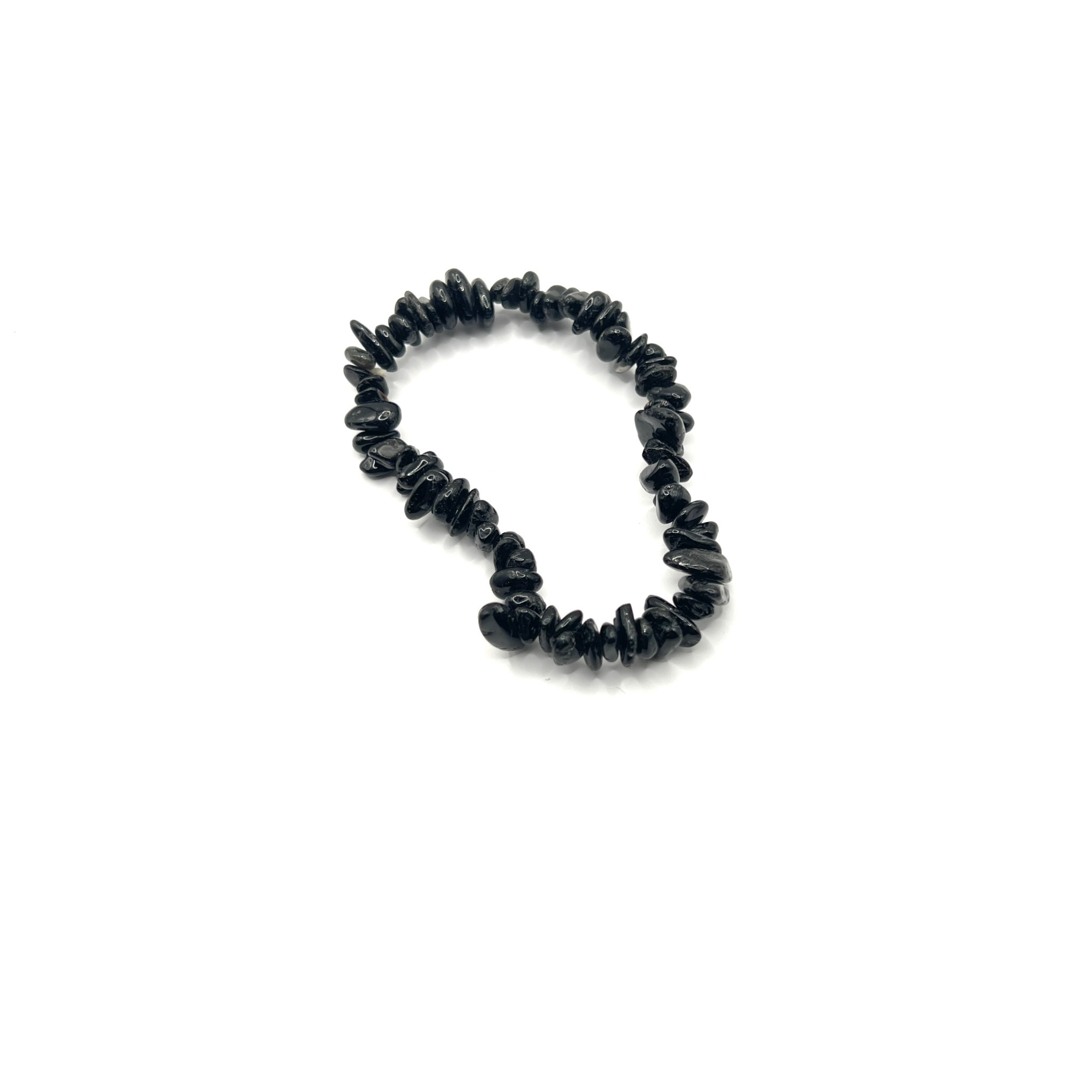 Black Tourmaline Chip or round Bracelet - clear blocked energy/protection - elastic