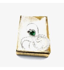 Sterling Pendant w/ Green CZ Heart on Sterling 18" Chain