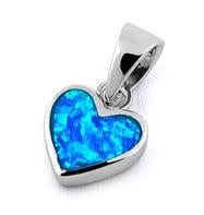 Sterling Silver Tinyl Heart Blue Lab Opal Pendant