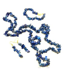 Lapis  Large Chips set:  35" Necklace,  Bracelet, and Earrings