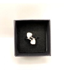 925 Sterling Double Pink Hearts Lab Opal ring (2) size 5