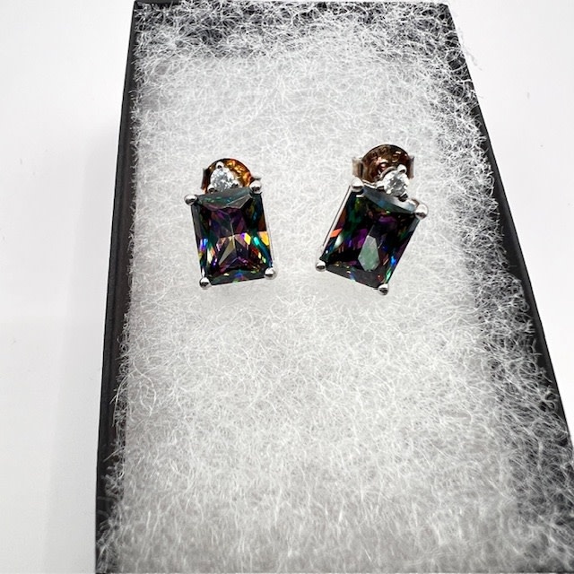 925 Sterling/Rainbow Topaz CZ earrings