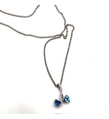 Sterling Pendant w/double blue  tiny CZ hearts