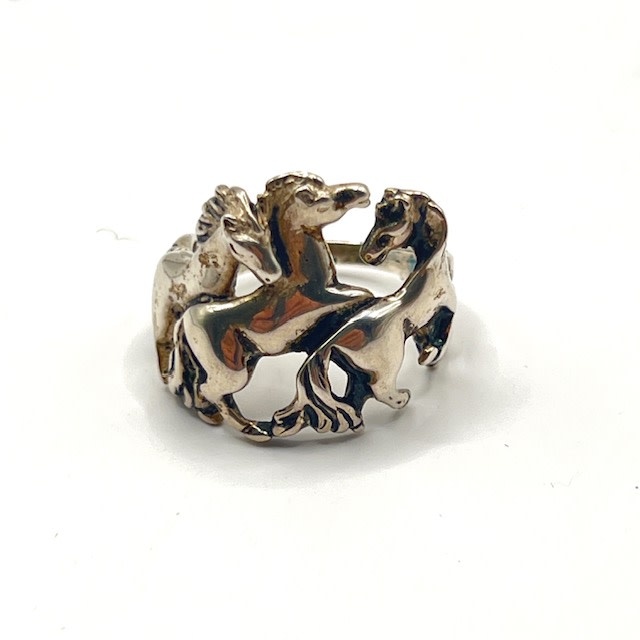 Frolicking Horses Ring size 9 - Sterling Silver