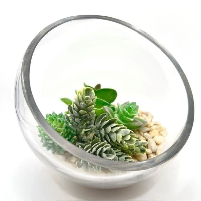 Glass Artificial Succulent 'bowl' est 5.5" diameter