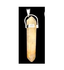 Golden Healer Quartz Double Terminated Pendant with Silver Plating