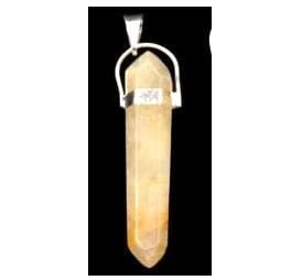 Golden Healer Quartz Double Terminated Pendant with Silver Plating