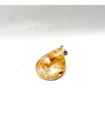 Golden Healer Quartz Drop Pendants with Silver Bail