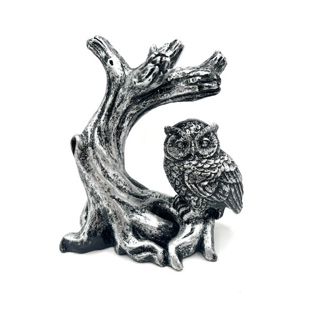 Silver Owl and Branch Sphere Holder Size 4.5"