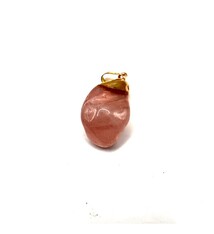 Rose Quartz Smooth Pendant/Gold Plated